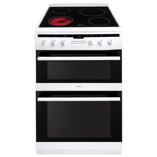 AFC6550WH 60cm freestanding electric double oven with ceramic hob 